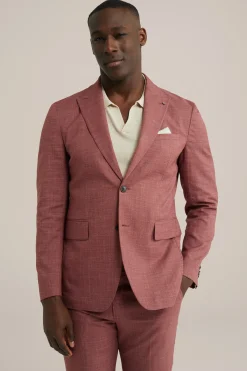 Slim fit blazer van linnenmix
