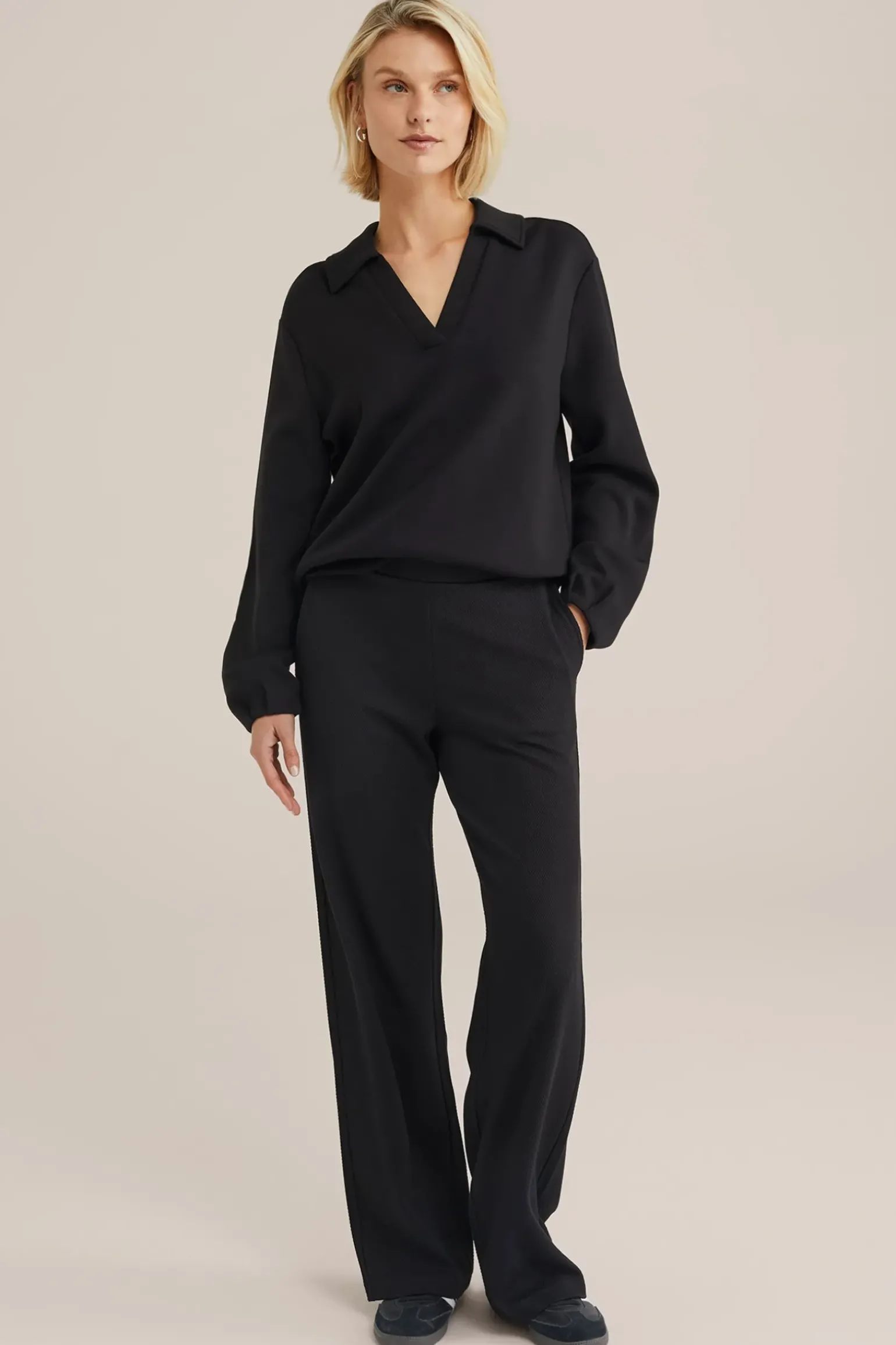 Slim fit broek met structuur