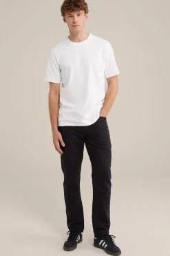 slim fit broek van linnenmix