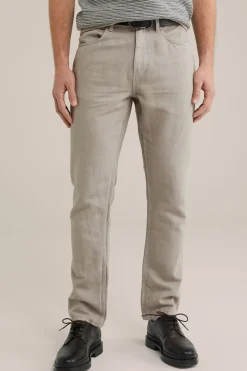 slim fit broek van linnenmix