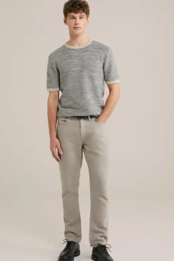 slim fit broek van linnenmix