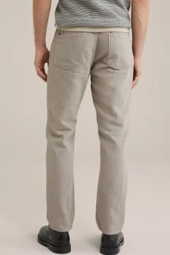 slim fit broek van linnenmix