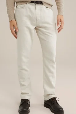 slim fit broek van linnenmix