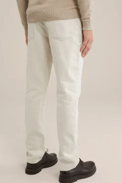 slim fit broek van linnenmix