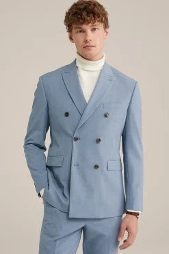 slim fit double-breasted blazer