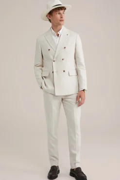 Slim fit double breasted blazer van linnenmix