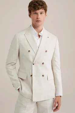 Slim fit double breasted blazer van linnenmix