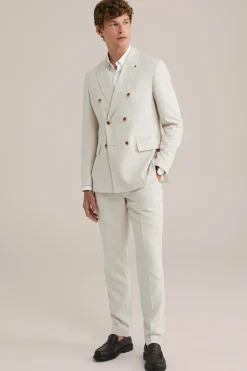 Slim fit double breasted blazer van linnenmix