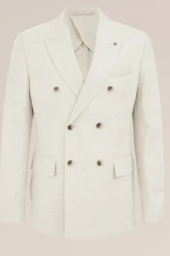 Slim fit double breasted blazer van linnenmix