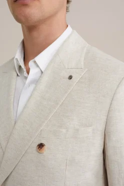 Slim fit double breasted blazer van linnenmix