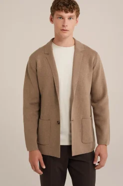 Slim fit fijngebreide blazer