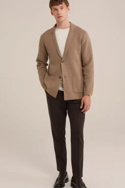 Slim fit fijngebreide blazer