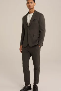Slim fit kreukvrij pantalon van gebreid nylon