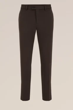 Slim fit kreukvrij pantalon van gebreid nylon