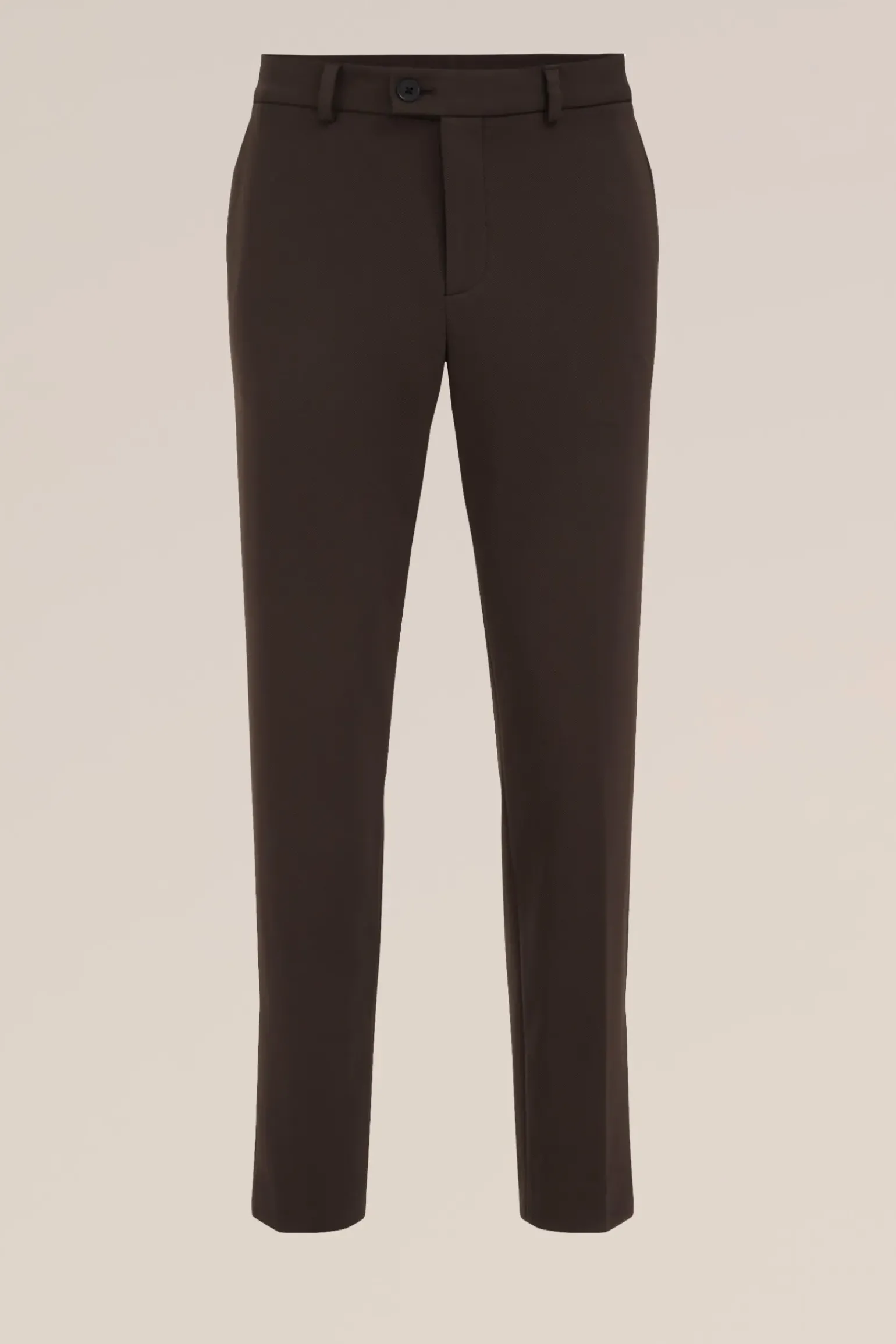 Slim fit kreukvrij pantalon van gebreid nylon