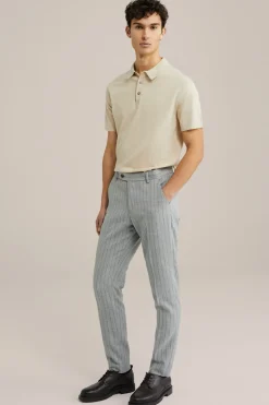 Slim fit pantalon met krijtstreep