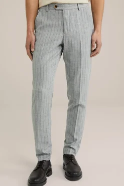 Slim fit pantalon met krijtstreep