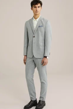 Slim fit pantalon met krijtstreep