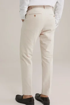 Slim fit pantalon met stretch en visgraatmotief