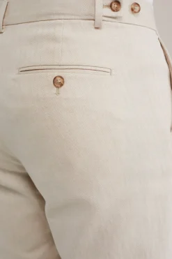 Slim fit pantalon met stretch en visgraatmotief