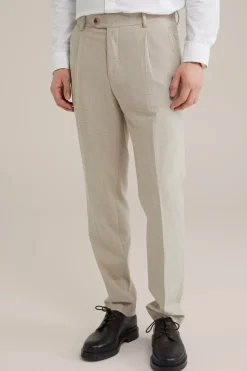 Slim fit pantalon met subtiel ruitdessin