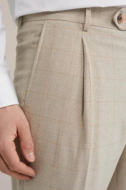 Slim fit pantalon met subtiel ruitdessin