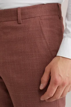 Slim fit pantalon van linnenmix