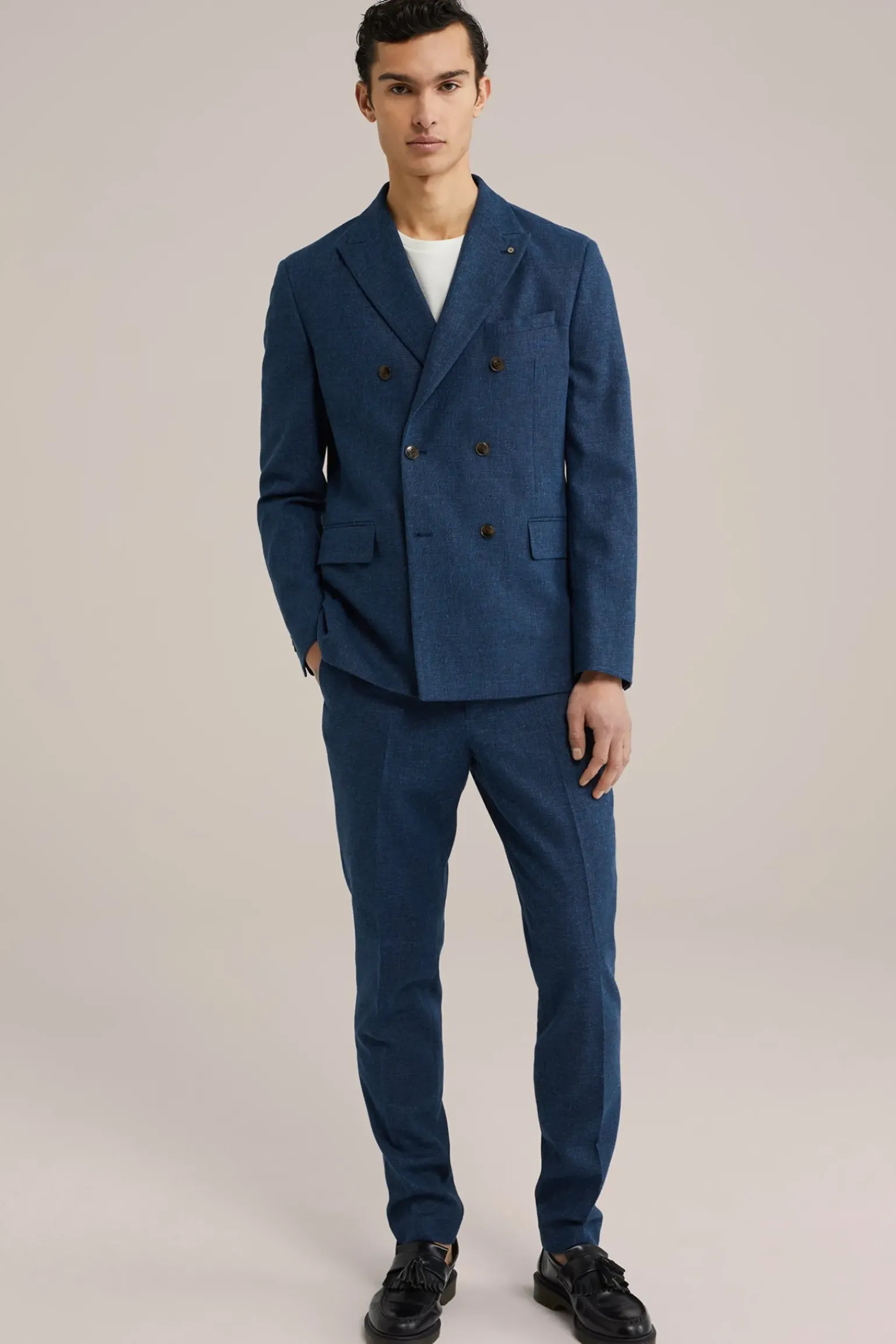 slim fit pantalon van linnenmix