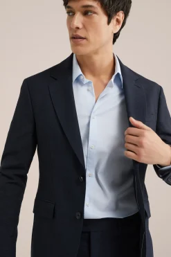 slim fit premium blazer van wolmix met structuur