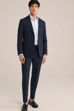 slim fit premium blazer van wolmix met structuur