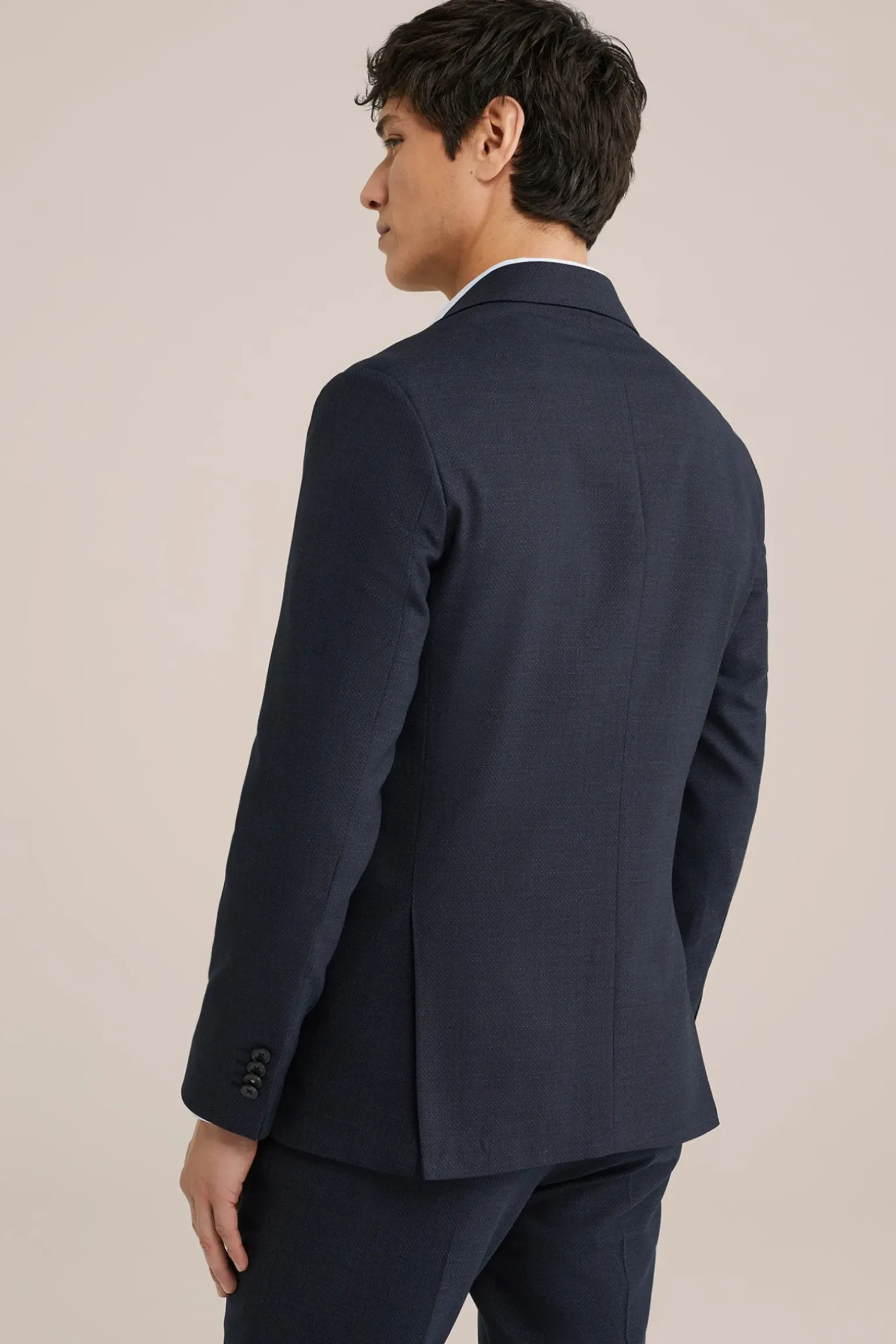 slim fit premium blazer van wolmix met structuur
