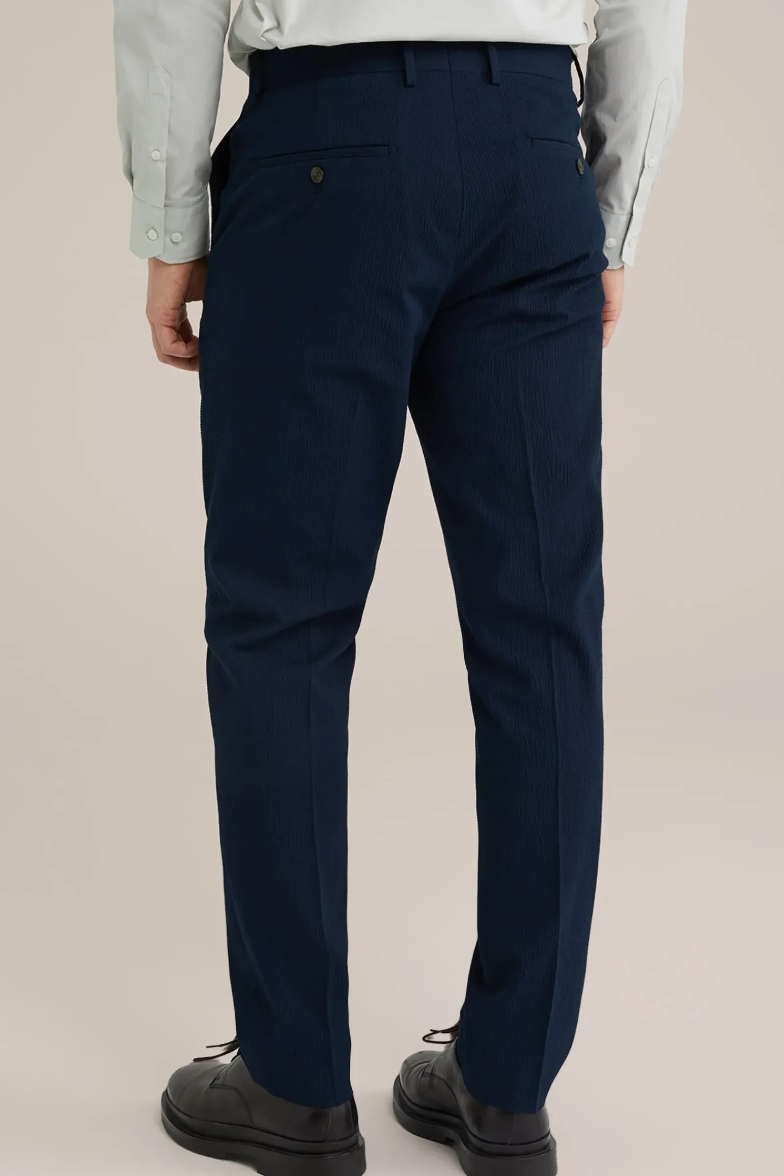 Slim fit seersucker pantalon
