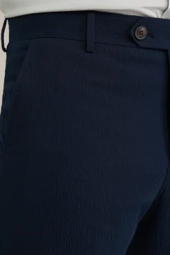 Slim fit seersucker pantalon