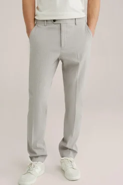 Slim fit seersucker pantalon