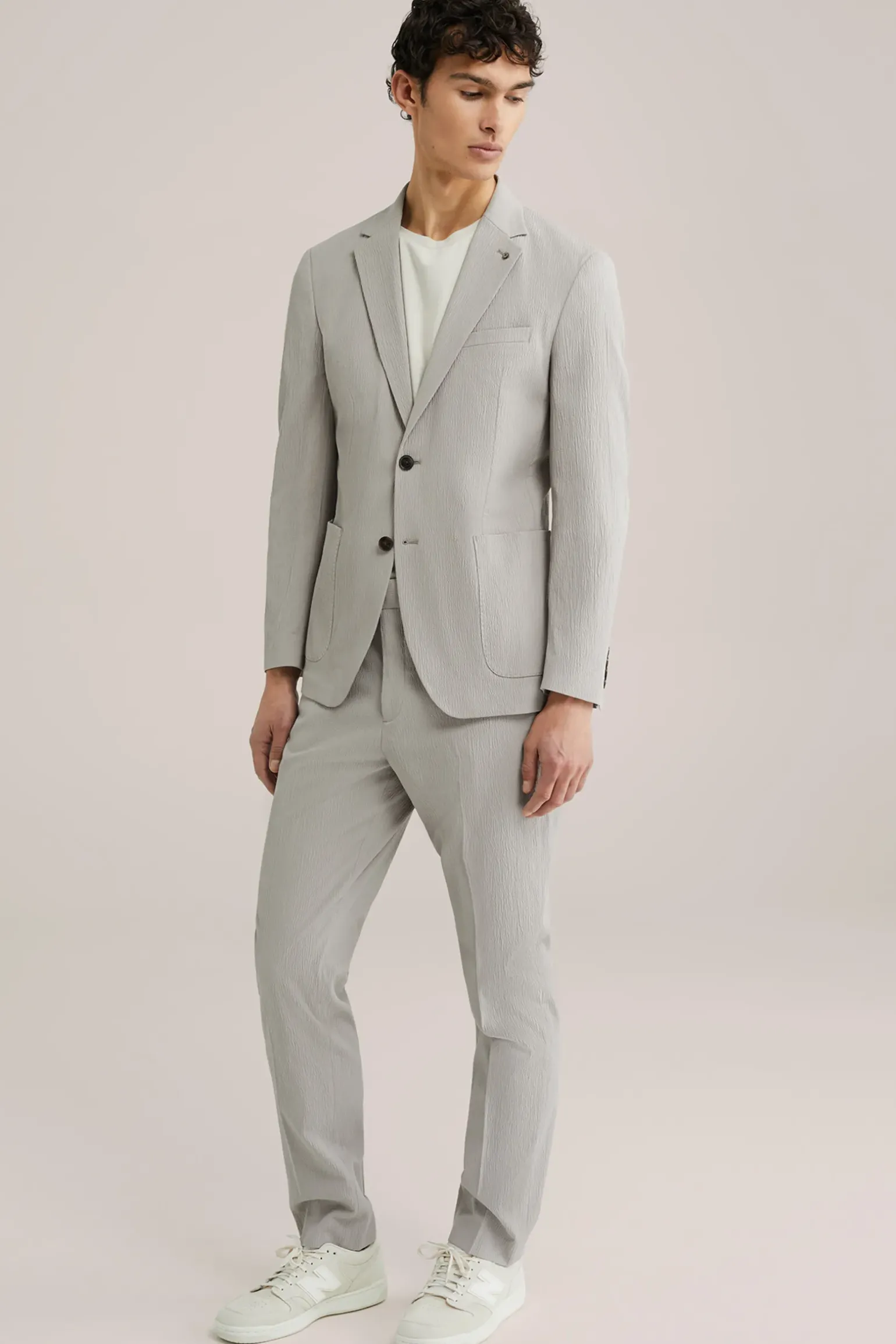 Slim fit seersucker pantalon