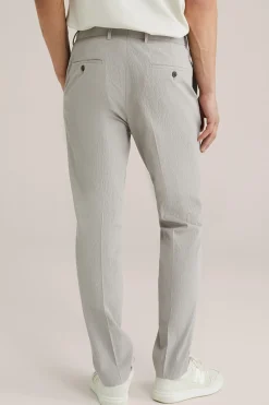 Slim fit seersucker pantalon