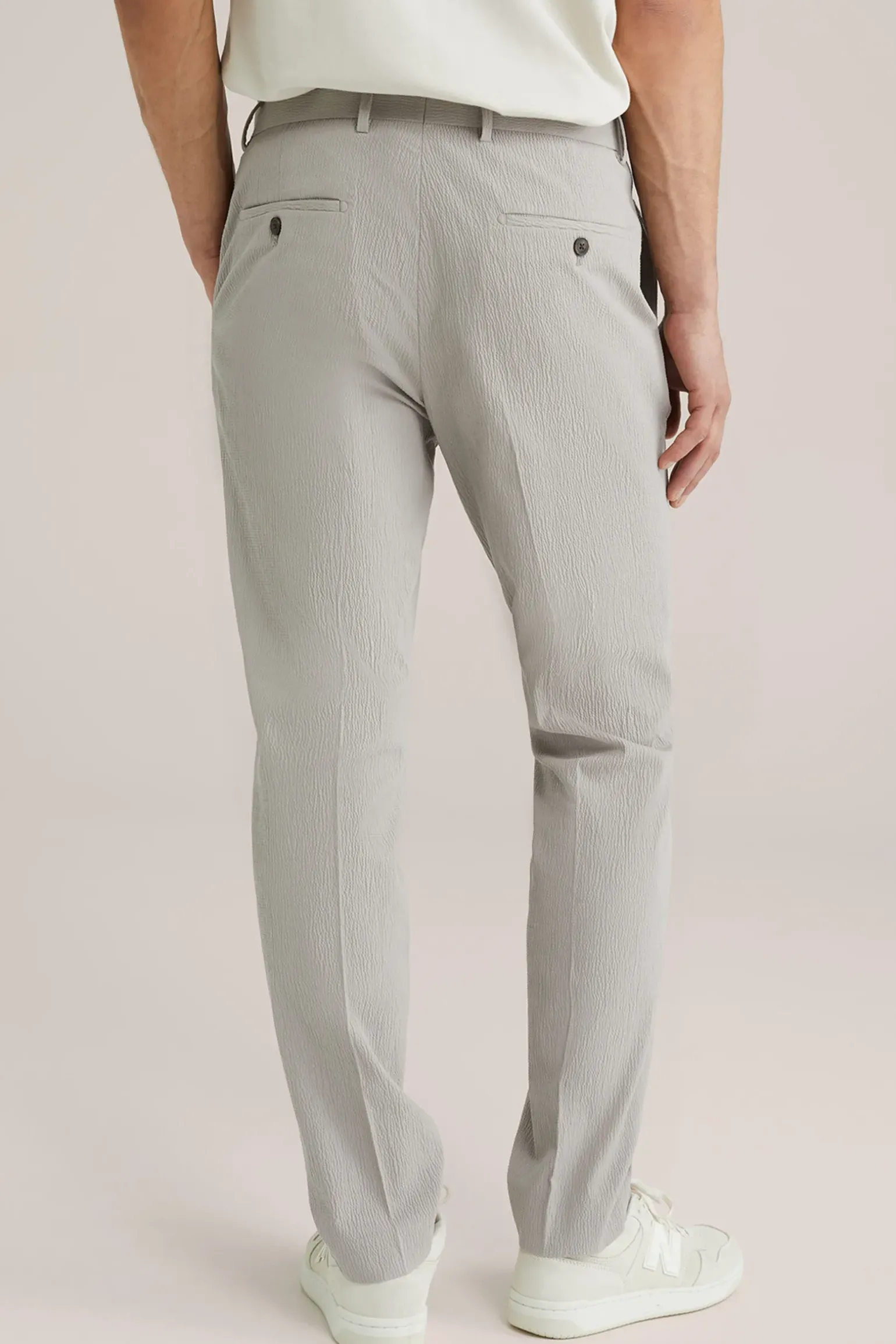Slim fit seersucker pantalon