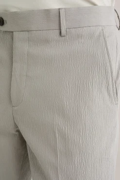 Slim fit seersucker pantalon