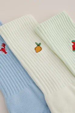 sokken met embroidery, 3-pack