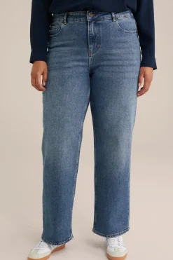 Straight fit jeans met stretch - Curve