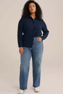 Straight fit jeans met stretch - Curve