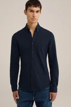 tall fit overhemd van piqu&eacute;jersey