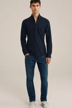 tall fit overhemd van piqu&eacute;jersey