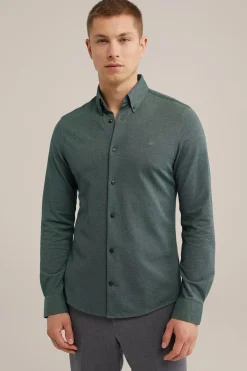 Tall fit overhemd van piqu&eacute;jersey