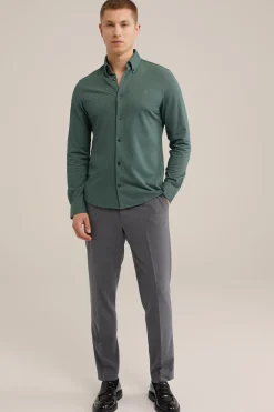 Tall fit overhemd van piqu&eacute;jersey