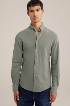 tall fit overhemd van piquéjersey
