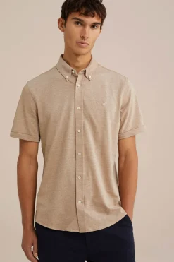 Tall fit overhemd van piquéjersey met stretch