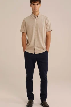 Tall fit overhemd van piqu&eacute;jersey met stretch