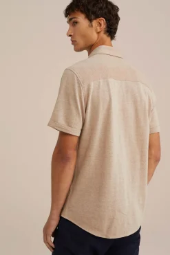 Tall fit overhemd van piqu&eacute;jersey met stretch