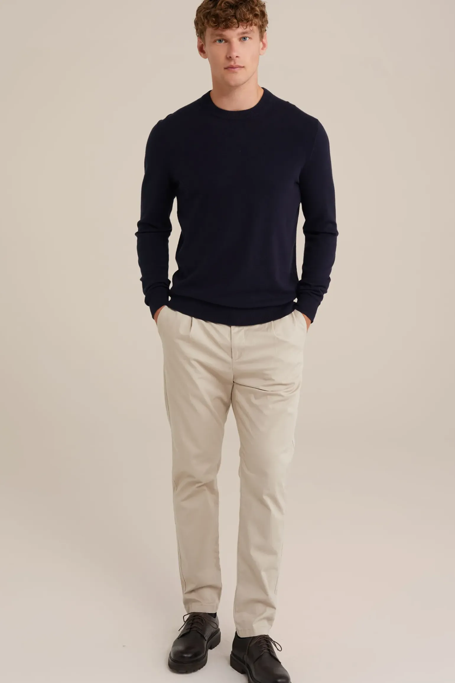 tapered fit chino met stretch